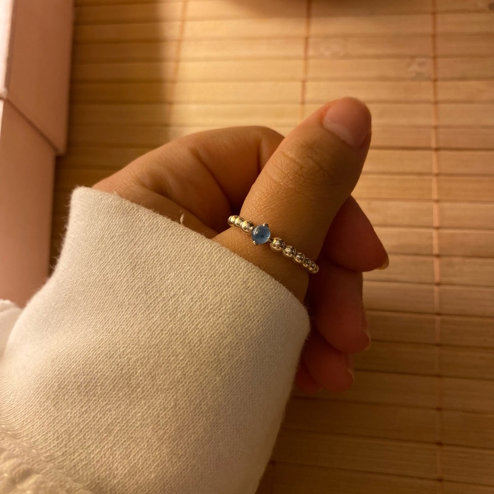 Pandora December Sky Blue Beaded Ring